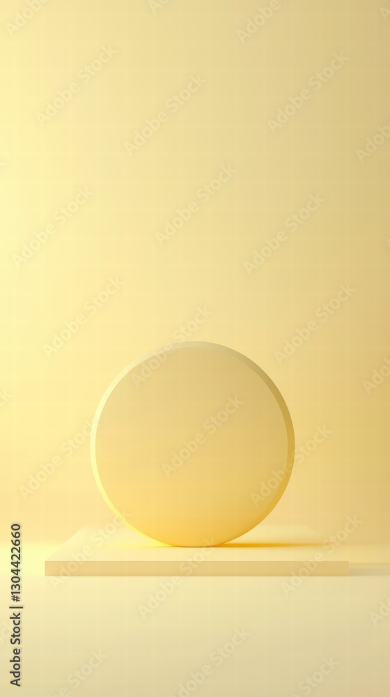 Poster Abstract Sphere Display: A minimalist composition showcasing a smooth, spherical object resting on a rectangular platform against a backdrop