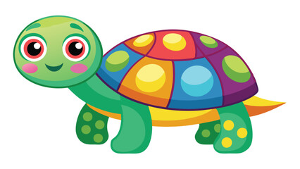 Fototapeta premium Colorful cartoon turtle character with a friendly expression and vibrant shell design enjoying a bright day