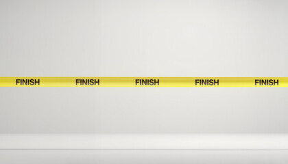 Yellow finish line tape on white background