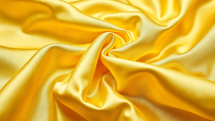 Obraz premium Vibrant Yellow Silky Fabric Flowing Gracefully Against Soft Background