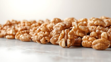 Fototapeta premium a row of shelled walnuts