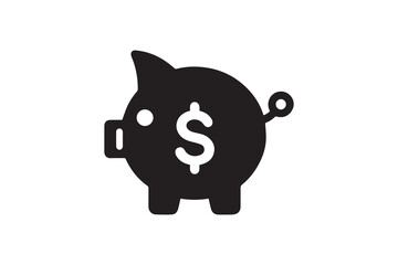 Obraz premium piggy bank icon black color vector silhouette illustration isolated in white background
