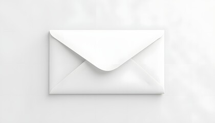 White envelope with V-flap mockup on white background