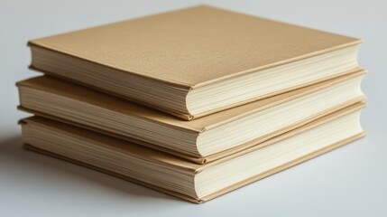 A stack of pristine open books, revealing blank, inviting pages, ready for your text or design, offering a clean and minimalist canvas for creativity and communication.