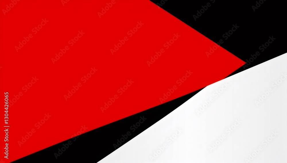 Poster abstract background with geometric shapes in red, black and white, creating a modern and dynamic com