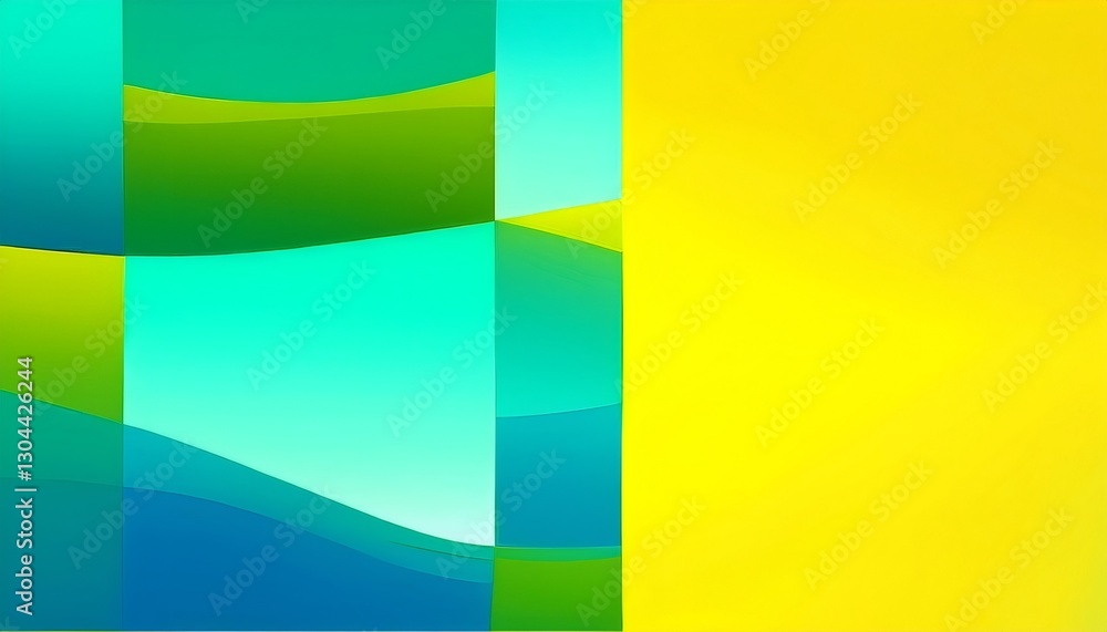Poster flowing multicolored shapes forming dynamic abstract artistic pattern