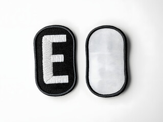 Minimalist Black and White Letter E Embroidered Patch Mockup
