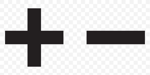 Obraz premium Plus and minus signs vector icons set on Transparent Background. Eps 10.