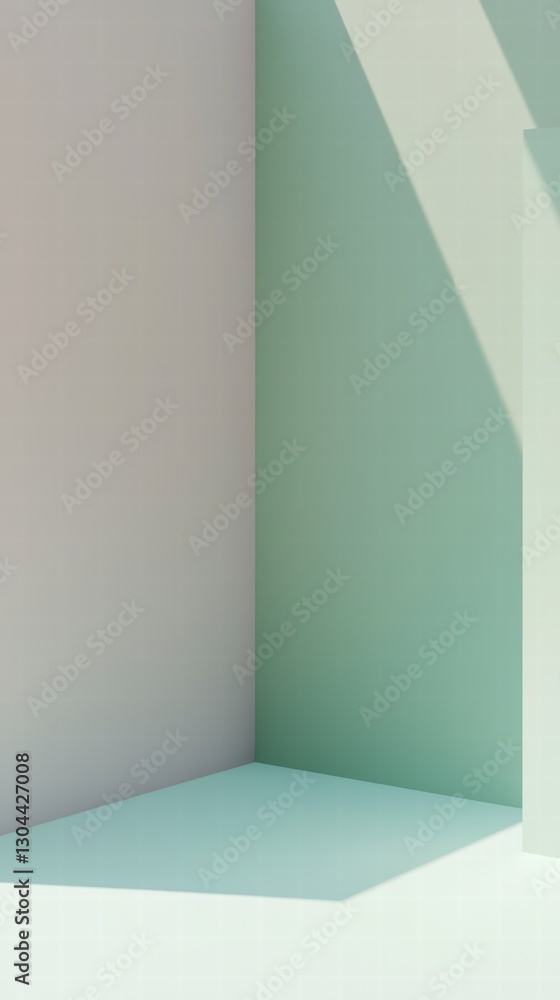 Poster geometric shadows: a minimalistic architectural composition, interplay of light and shadow across th