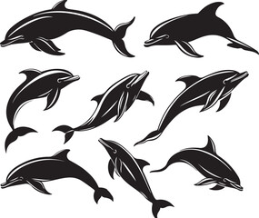 Dolphin Silhouette Vector Clipart Pack