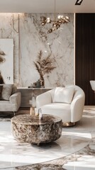 A luxurious living room featuring elegant furniture and modern design