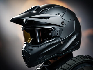 Matte Black Off-Road Helmet: Dramatic Profile, Protective Design