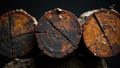 Fototapeta premium Circular staves, dark patina, prominent ring marks, wine barrel, cellar