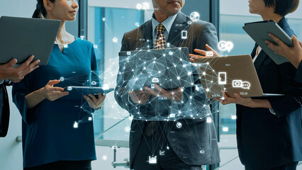 Meeting business people and cloud concept