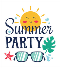 Summer party typography t-shirt design
