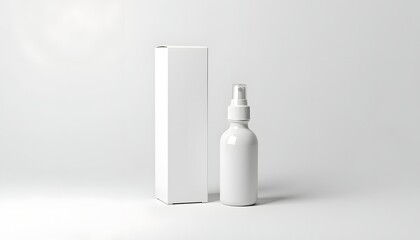 White spray bottle with transparent cap on white background