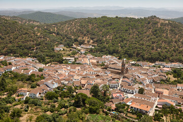 Fototapeta premium Picturesque andalusian village of Alajar from Arias Montano viewpoint. Huelva