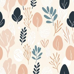 Abstract Floral Pattern: Seamless Botanical Design in Pastel Tones