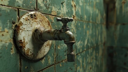 A vintage shower faucet, its chrome tarnished by time and the relentless assault of water, reveals a battlefield of hard water stains and stubborn rust, a testament to the passage of time and the