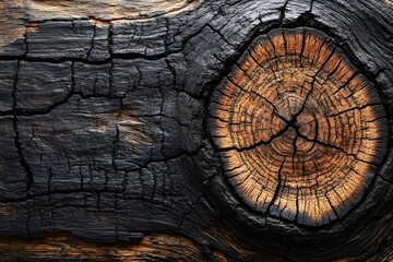 Burnt Wooden Texture with Tree Ring Patterns for Artistic Background Design