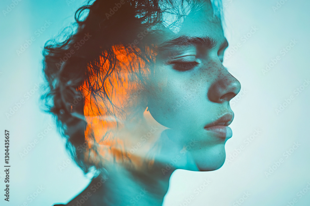 Poster exploring the duality of emotions through vibrant art expression