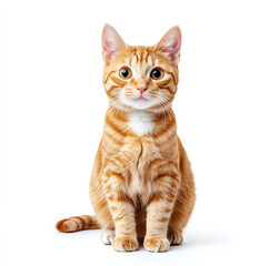 Obraz premium Cute Ginger Orange cat sitting on white background