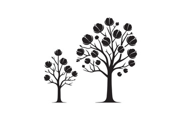Obraz premium cotton tree icon black color vector silhouette illustration isolated in white background