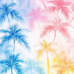 Obraz premium Vibrant Tropical Watercolor Gradient Perfect for Summer Designs