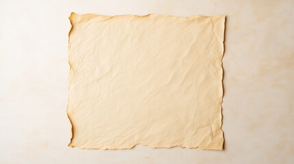 Blank Canvas of Time: A weathered, parchment-like paper sheet with textured surface invites creativity and storytelling, its aged appearance evoking history and antiquity. 