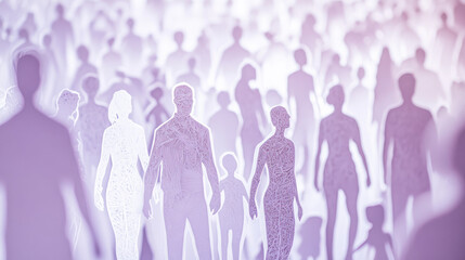 A paper cut artwork depicting a diverse crowd of people. The figures are carefully crafted with unique shapes and sizes, representing a variety of backgrounds and cultures