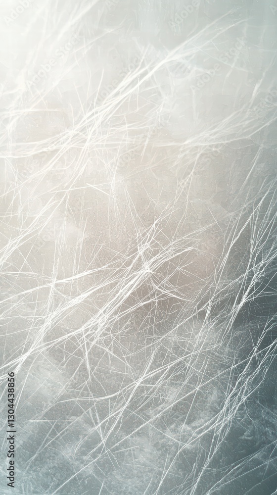 Poster ethereal ice surface: abstract close-up view of an icy surface with delicate cracks and fissures, cr