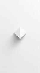 Geometric Harmony: A minimalistic composition showcasing a pristine, white, diamond-shaped object casting a subtle shadow, set against a smooth surface. 