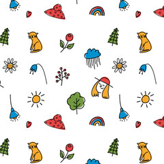 Cute seamless vector pattern spring