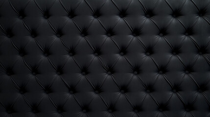 Luxurious Texture: Captivating close-up of a classic black leather tufted upholstery, exuding elegance and timeless design