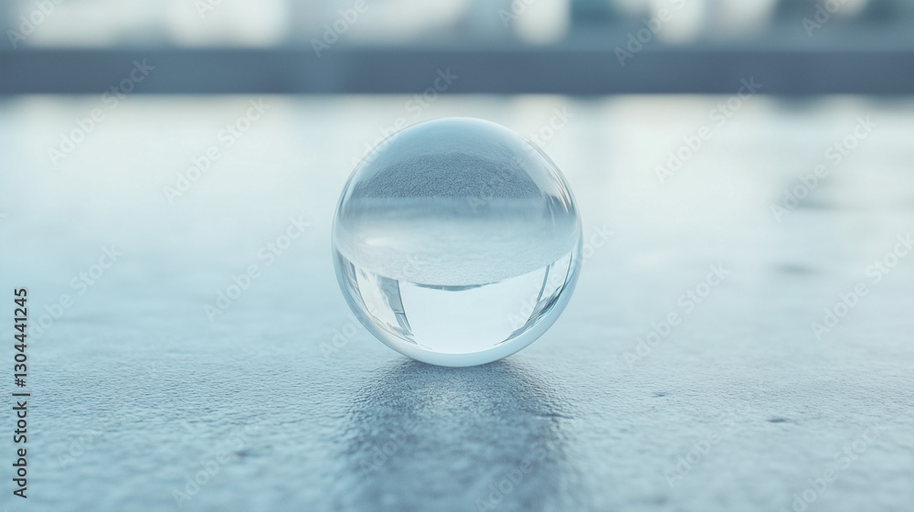 Poster crystal sphere's reflective world: capturing the subtle dance of light and reflection within a flawl