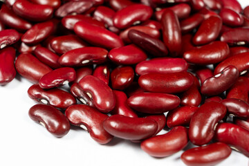 Raw Red Kidney Beans Protein Rich Vegan Ingredient on White Background