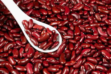 Pile of Red Kidney Beans in a Spoon. Healthy Plant-Based Nutrition