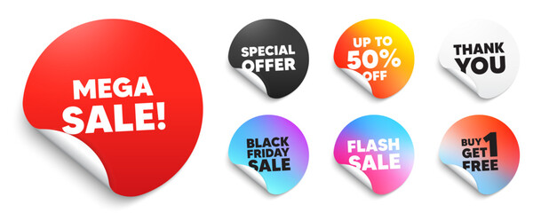 Mega sale red sticker tag. Special offer paper price tags. Mega Sale tag. Special offer price sign. Advertising Discounts symbol. Discount, black friday sticker. Promo banner. Vector
