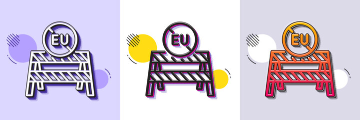 EU close borders line icon. Halftone dotted pattern. Gradient icon with grain shadow. Coronavirus Covid-19 pandemic sign. Travel restrictions symbol. Line eU close borders icon. Vector