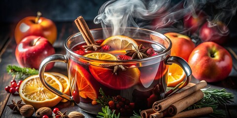 Aromatic Mulled Wine: Warm Winter Drink with Spices, Apples & Oranges