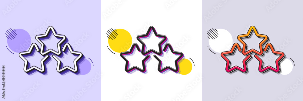 Poster ranking stars line icon. halftone dotted pattern. gradient icon with grain shadow. star rating sign.
