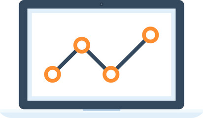 market monitoring flat web icon concept