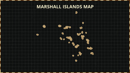 A Map highlighting Marshall Islands Map, Marshall Islands modern map with Gold and Black Color Hi detailed Vector, geographical borders, Marshall Islands Map Vector Illustration