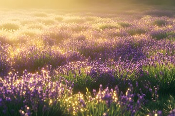 Naklejka premium lavender field at sunset