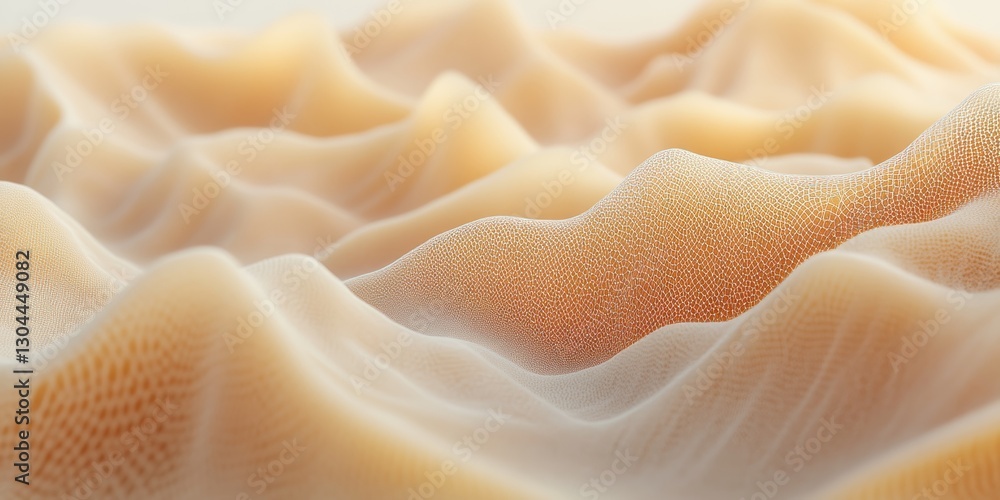 Aufkleber Abstract Background with Soft Beige Waves. Smooth and Elegant Flowing Shapes, 3D Render