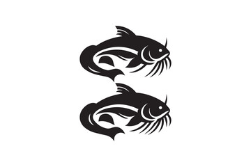cat fish icon black color vector silhouette illustration isolated in white background