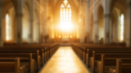 Fototapeta premium Abstract bokeh background of catholic church. AI Generated Images