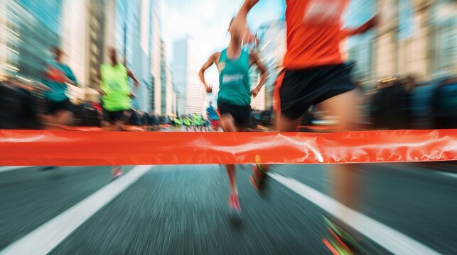 Runners crossing the finish line symbolize achievement and endurance in marathon training.