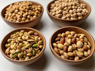 Assorted Nuts in Wooden Bowls – A Healthy Snack Selection