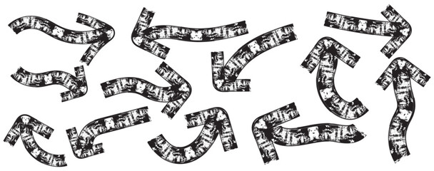 Arrow brush doodle chalk curve line stroke. 